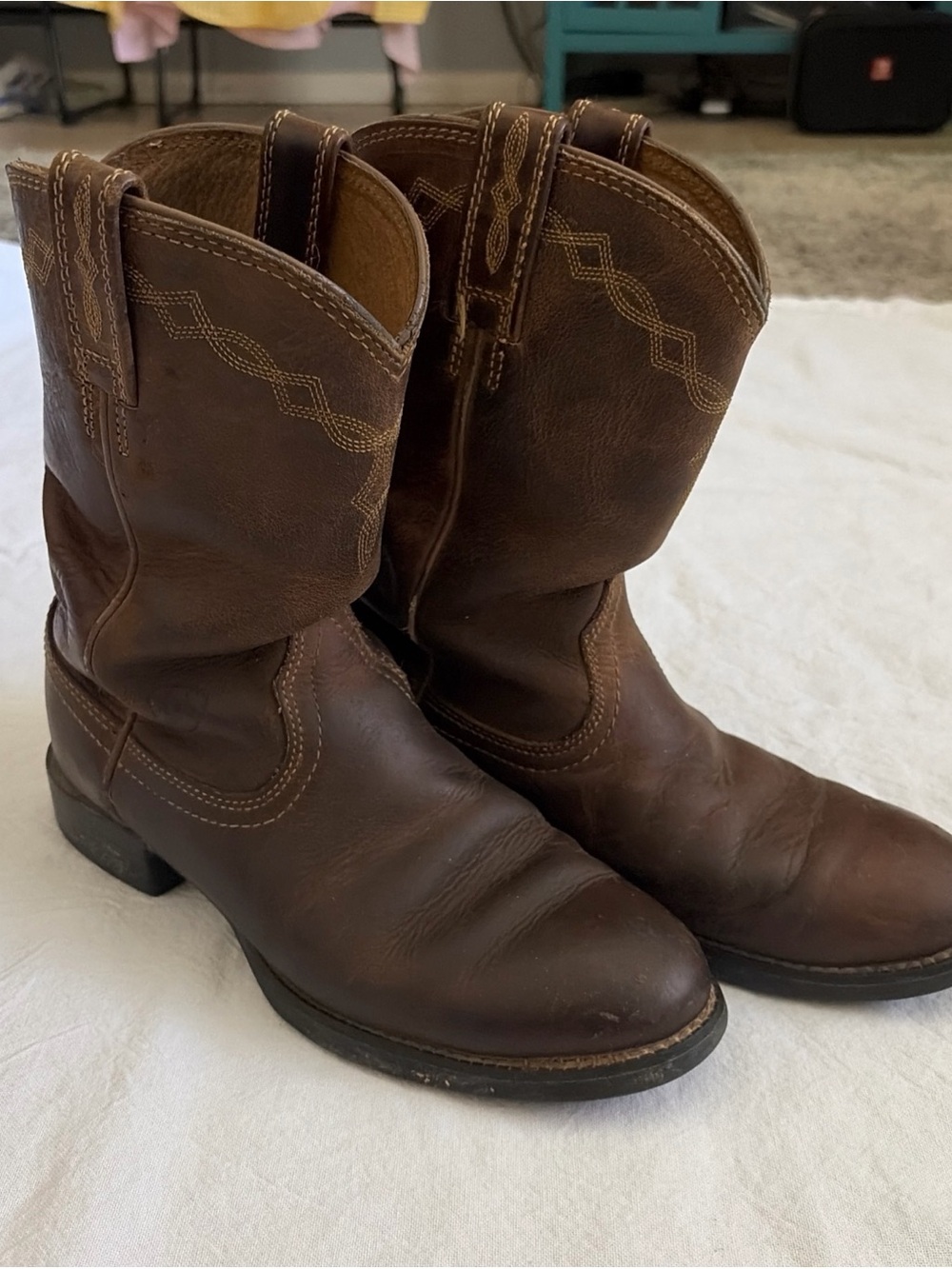 Ariat Heritage Roper Western Boots Womens 7B Brown Leather 10000797(14525)